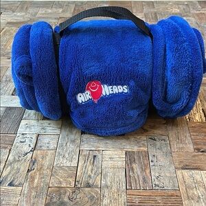 Airheads Fleece Blanket Blue Roll Up Separate Strap  Promotional 51” X 67”